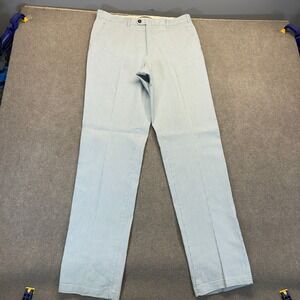 Vigano Linen Blend Pants Men's 34x35 Blue White Pinstripes Made in Italy